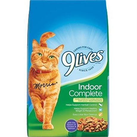 9 Lives Indoor Complete Dry Cat Food - 12 Lb Bag JUN282025