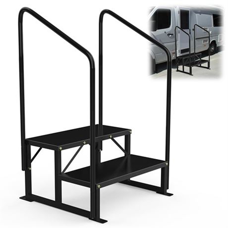 RV Steps with Two handrails 2 Steps Mobile Home Stairs Steps Outdoor Hot tub