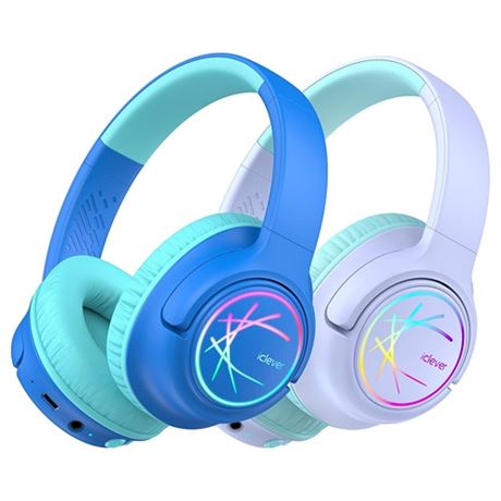 iClever Kids Bluetooth Headphones with LED Lights BTH18 Safe Volume 748594dBA