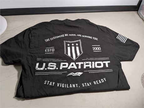 US Patriot Tshirt - "Stay Vigilant" Black - Size XS