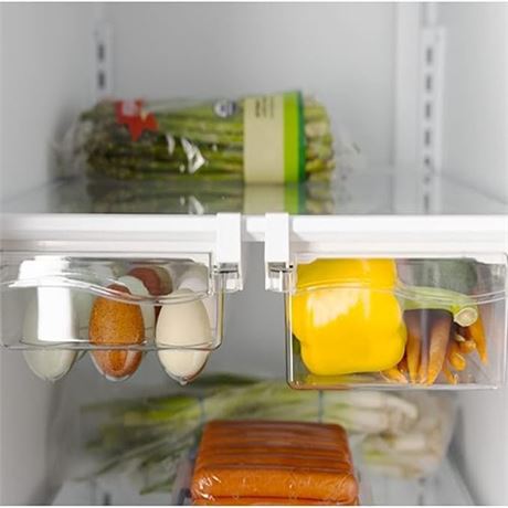 Fridge Storage Container And Egg Holder For Refrigerator 2-pack clear organize