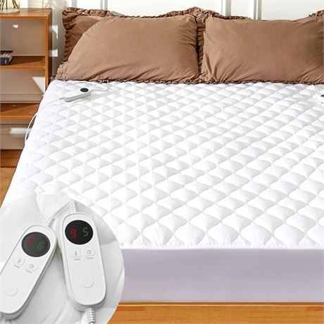 Heated Mattress Pad California King Size with 9 Heat Settings Controller Quilte