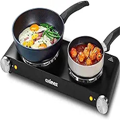 CUSIMAX Double Hot Plates Electric Burner 1800W Countertop Cooktop with Adjusta