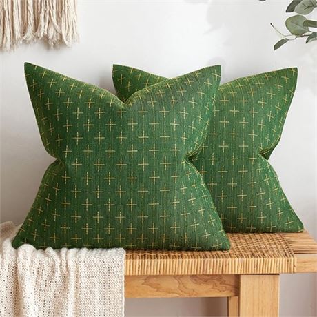 MIULEE Pack of 2 Decorative Burlap Linen Throw Pillow Covers Modern Farmhouse P