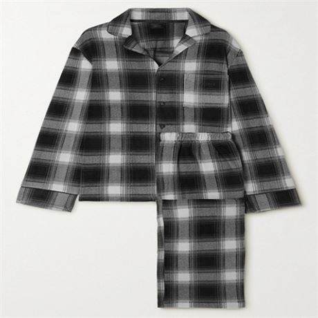 (Size Xs) Skims - Checked Fleece Pajama Set - Gray
