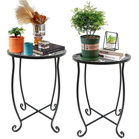 2 Pack Indoor Outdoor Side Tables  Weather Resistant Metal Patio Side Table