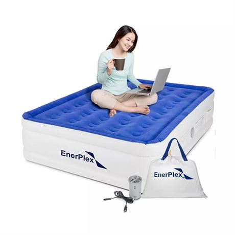EnerPlex Twin Air Mattress with Pump - Double Height Portable Inflatable Bl...