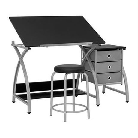 50 in. 2-Piece Comet Center Plus Silver Rectangular Writing Desk