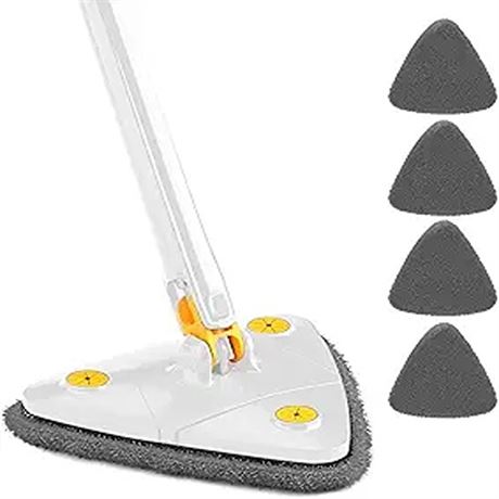 360 Rotatable Adjustable Cleaning Mop with 4pcs Mop Pads Replacement Triangle