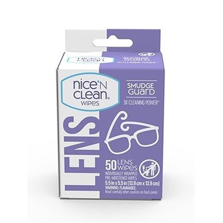 Nice N CLEAN SmudgeGuard Eyeglass Cleaner  Lens Wipes pack of 40 (50)