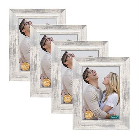 DECANIT 5x7 Picture Frames Rustic Distressed White Wood Pattern High Definition