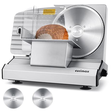 Cusimax Electric Deli Meat Slicer with 2 Removable 8.7Stainless Steel BladesR