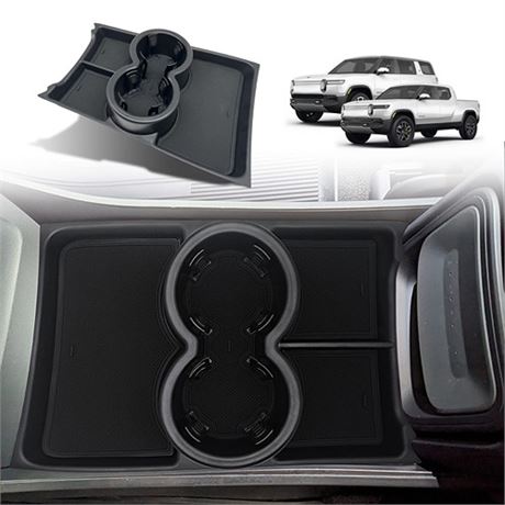 BestEvMod for Rivian R1T R1S Cup Holder Lower Center Console Organizer Tray wit