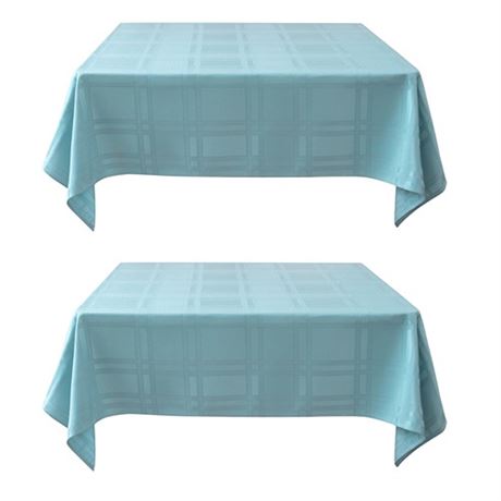 Fitable Solid Plaid Square Tablecloth 2 Pack - Turquoise 54 x 54 inch - Water a