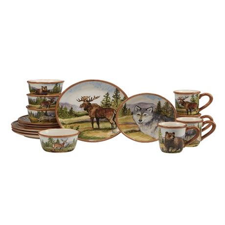 Mountain Summit 16-Piece Seasonal Assorted Colors Earthenware Dinnerware Set (S