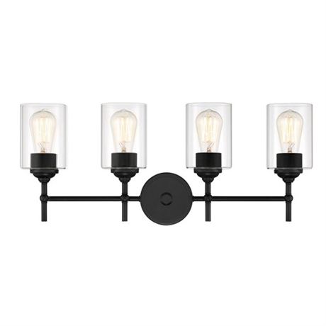 Ayelen 25 in. 4-Light Black Vanity Light with Clear Glass