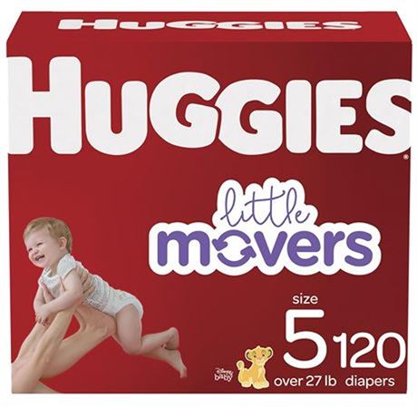 Huggies Little Movers Baby Disposable Diapers - Size 5 - 120ct