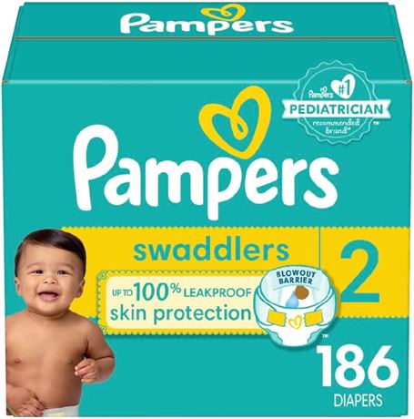 Pampers Swaddlers Diapers  Size 2  186 Count (Select for More Options)
