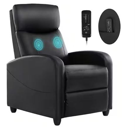 Black Living Room Chair Recliner Chair for Bedroom Massage Recliner Sofa Chair H