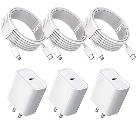 3Pack Extra Long 10FT iPhone Fast ChargeriPhone Charger Fast Charging Quick 10F