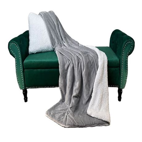 Throw Pillow Blanket (GreyWhite)