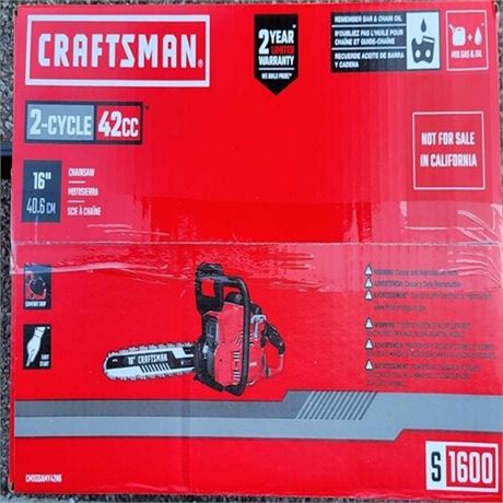 NEW - Craftsman S1600 CMXGSAMY42N6 42cc 2-Cycle 16 Gas Chainsaw