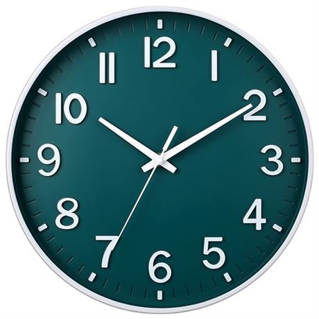 HZDHCLH Green Wall Clocks Battery Operated12 inch Silent Non Ticking Modern Wal