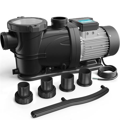 2 HP Pool Pump 8120GPH 220V 2 Adapters Powerful InAbove Ground Self Primmi
