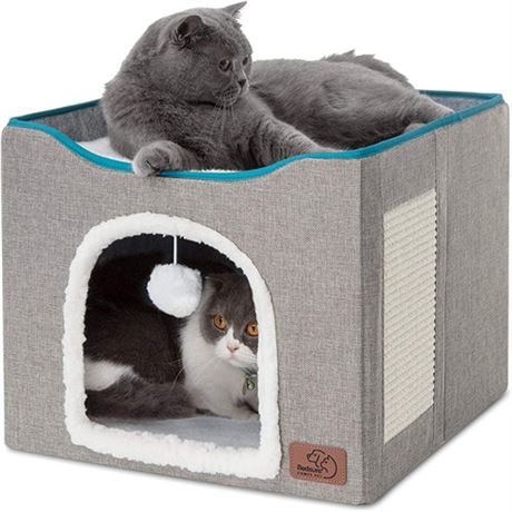 Bedsure Cat Beds for Indoor Cats - Large Cat Cave for Pet Cat House with Fluffy