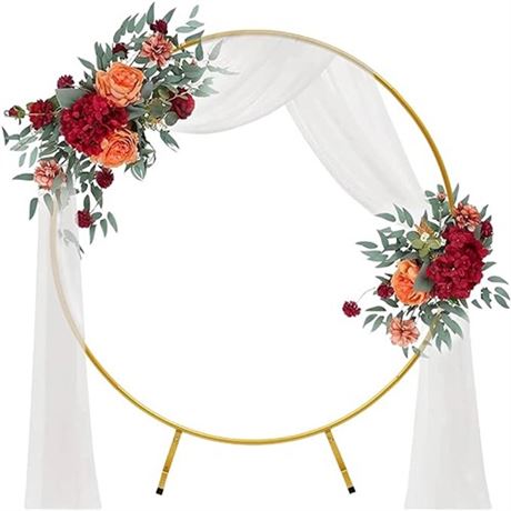 MEHOFOND 6.5ft Gold Arch Backdrop Stand Round Back