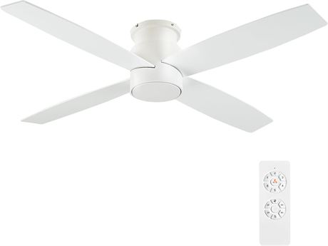 WINGBO 52 Flush Mount DC Ceiling Fan without Lights 4 Reversible Blades Ultra