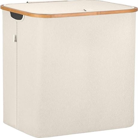 Lonbet - Beige Laundry Hamper with Lid - XL 100 L