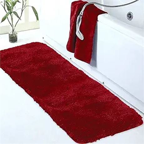 Walensee Large Bathroom Rug (24 x 60 Red) Extra Soft and Absorbent Shaggy Bathr