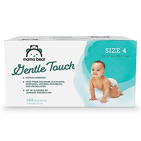 Amazon Brand - Mama Bear Gentle Touch Diapers Hypoallergenic Size 4 148 Coun