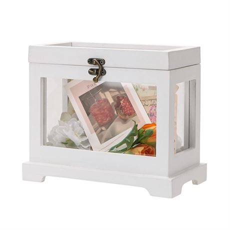 NIKKY HOME Handmade Wedding Clear Card Box with Slot Decorative Envelope Wooden