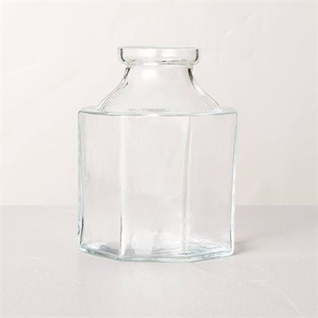 Small Octagonal Clear Glass Bottle Vase - Hearth & Hand with Magnolia set of 4